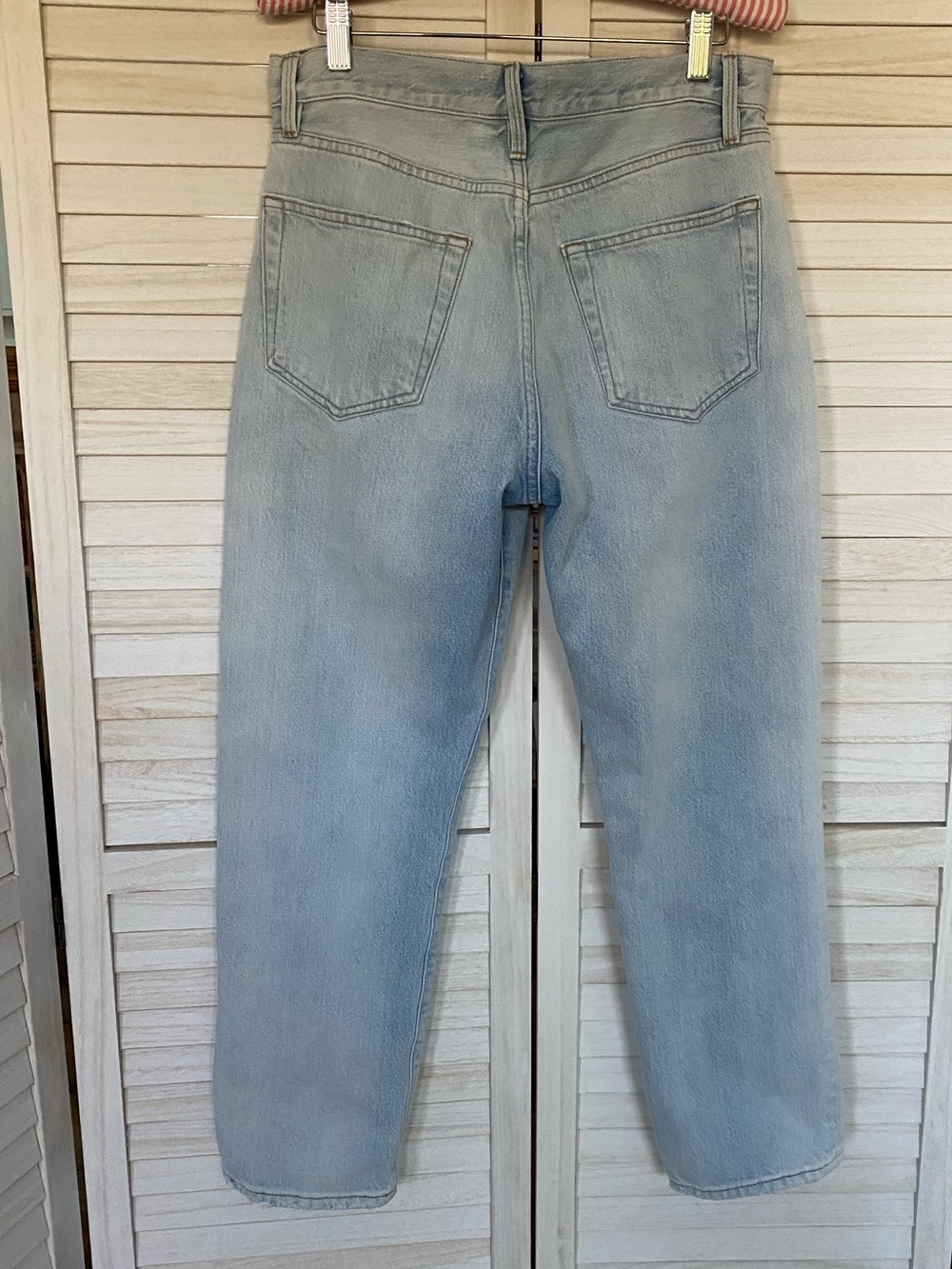 Frame Denim Light Blue Straight Leg Distressed Button Fly Jeans SZ 28 - Picture 11 of 14